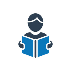 Person reading a book icon