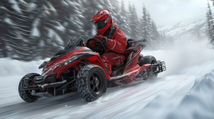 Go-kart drivers on a snowy track