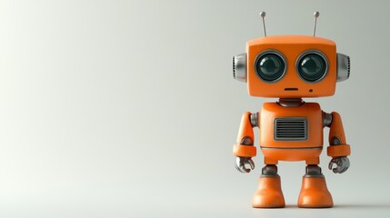 Color Retro tin robot toy on white background