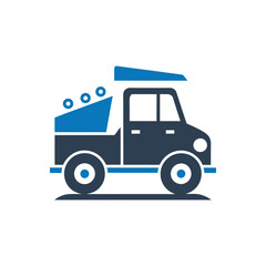 Snow plow icon, Pickup truck plowing snow icon