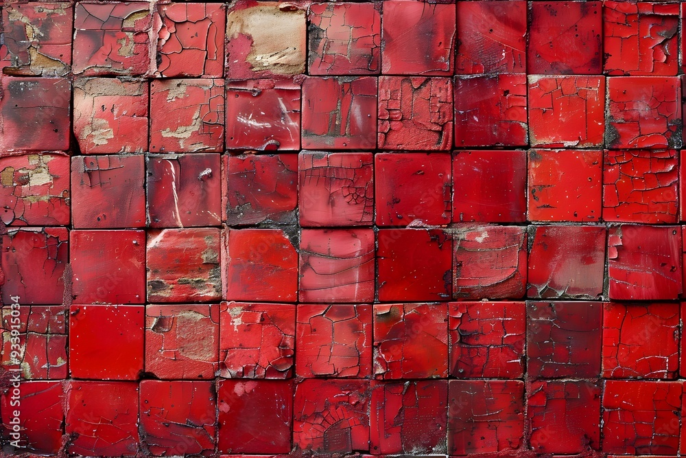 Poster textured red mosaic: a vibrant display of color and depth