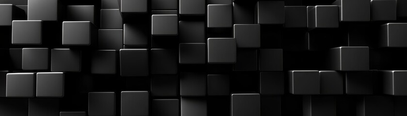 Abstract Black Cube Wall, 3D, Minimalism, Geometric, Texture