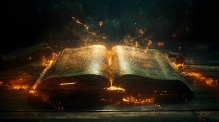 Spellbound Tome of Forgotten Arcane Knowledge Glowing with Mystical Energy