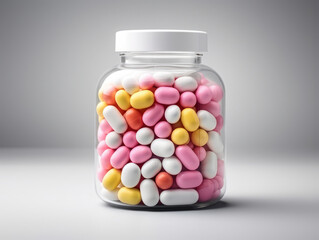 Superb Colorful chocolate candies in glass bottle