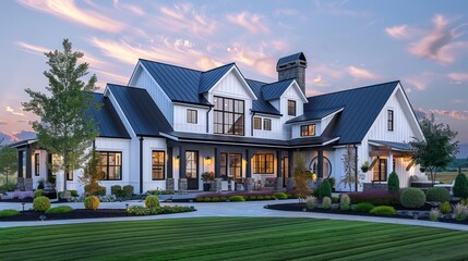Modern house at lake
