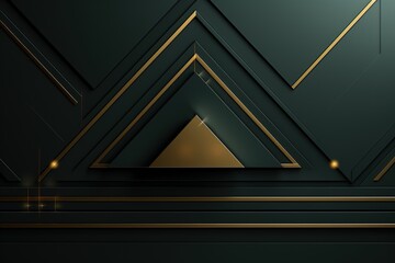 Fototapeta premium Abstract geometric background with gold lines and a triangle.