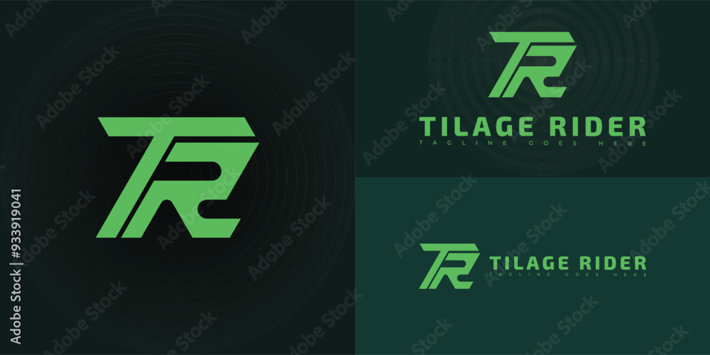 Poster abstract initial letter tr or rt in green color isolated on multiple background colors. the logo is 