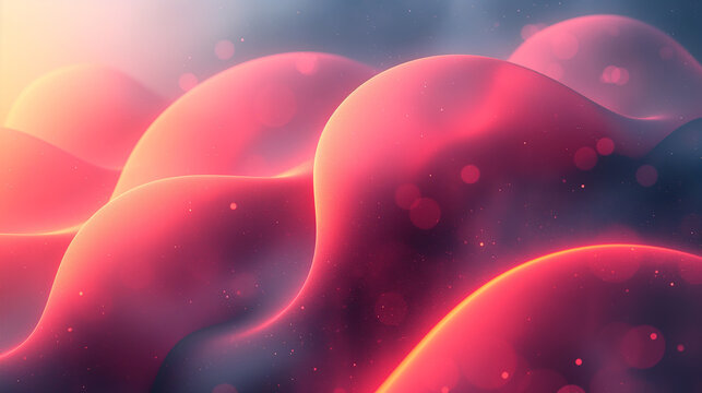 Abstract Red Fluid Waves with Glowing Particles