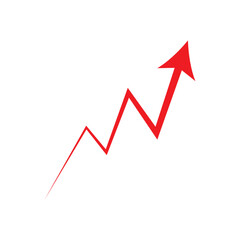 Obraz premium Growing business red arrow on white, Profit red arrow, Vector illustration.Business concept, growing chart. Concept of sales symbol icon with arrow moving up. Economic Arrow With Growing Trend