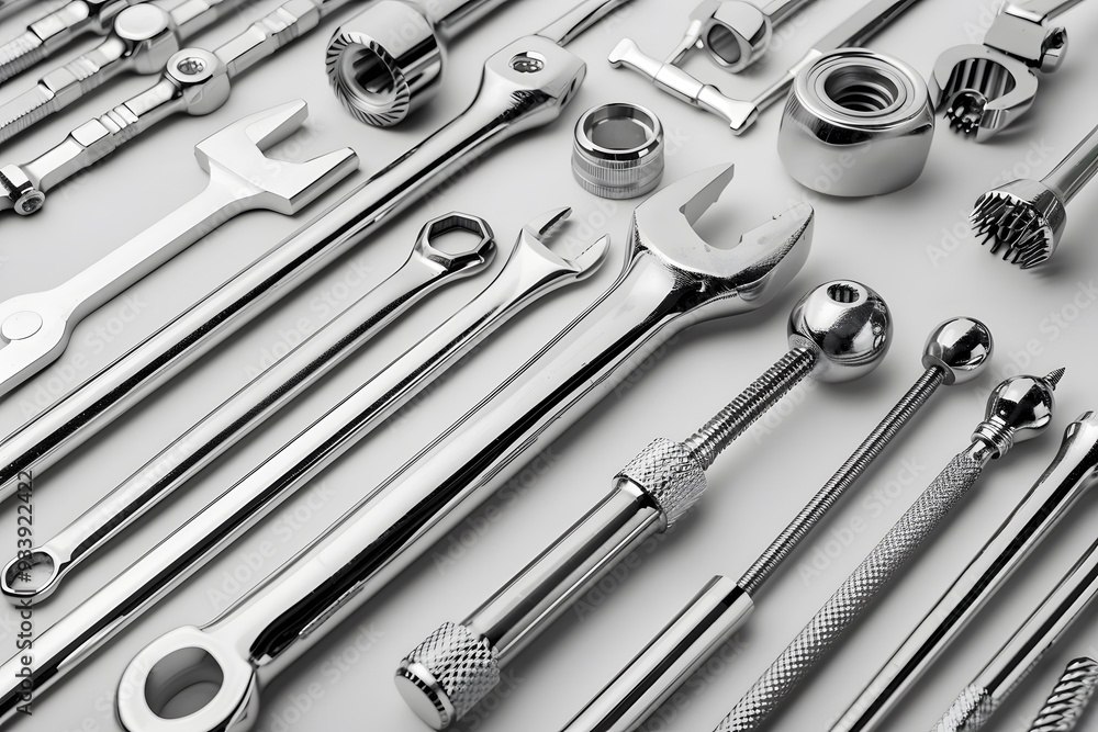 Poster a gleaming array of chrome tools for every mechanic's needs