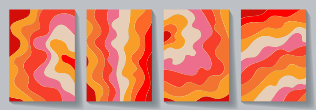 Creative concept of summer bright covers, cards or posters with waves pattern for social media ads, branding, corporate identity. Colorful design templates in trendy style. Summer vector illustration.