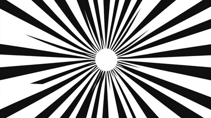 Black and White Radial Burst, Geometric , Abstract , Graphic Design, Pattern