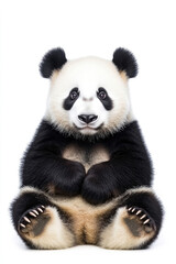 A cute giant panda isolated on a white background.