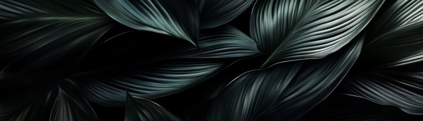 Fototapeta premium Dark Abstract Leaf Texture, Dark Background, Minimalist, Texture , Nature , Abstract