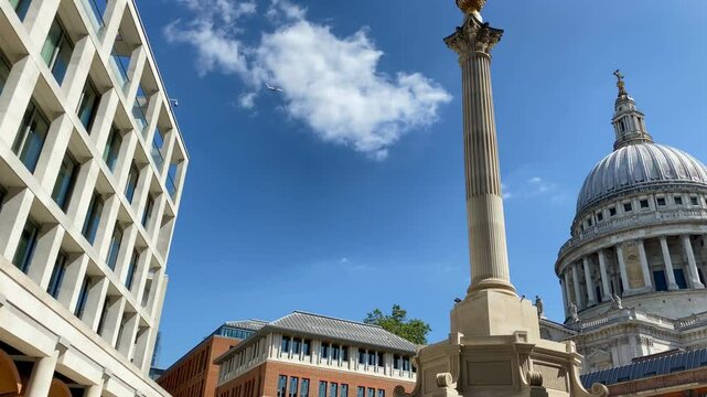 London Stock Exchange pan to St Paul's Cathedral Paternoster Square