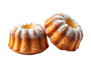 Miniature stacked bundt cakes isolated on transparent or white background