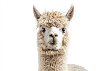 Obraz premium An alpaca isolated on a white background.