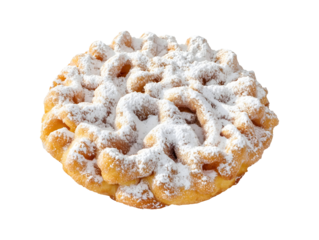 Sugar coated funnel cake isolated on transparent or white background