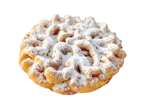 Sugar coated funnel cake isolated on transparent or white background