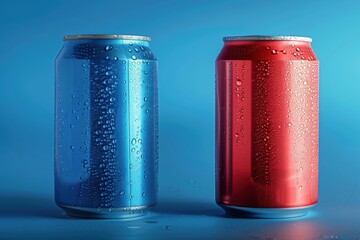 A blue and a red soda can stand side by side, symbolizing friendship amid competition. This image highlights how market rivals can support each other while pushing creative boundaries.