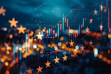 Financial Growth and Market Trends Illustrated with Starry Overlays
