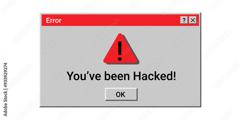 Poster you've been hacked. hacked notification. danger old error notification. virus message on screen.
