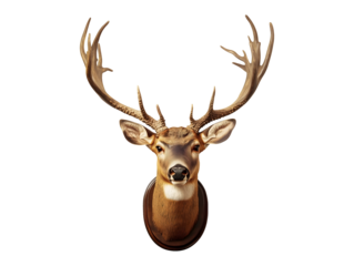 Deer buck hunting trophy isolated on transparent or white background