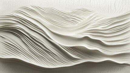 Obraz premium White Abstract Wavy Landscape, abstract art, 3d rendering, minimalist design , texture