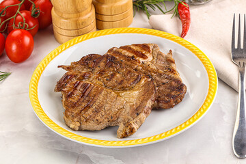 Grilled pork neck sirloin steak