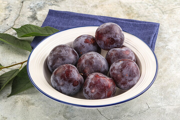 Ripe sweet tasty blue plum