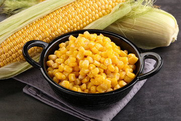 Canned sweet young corn grain