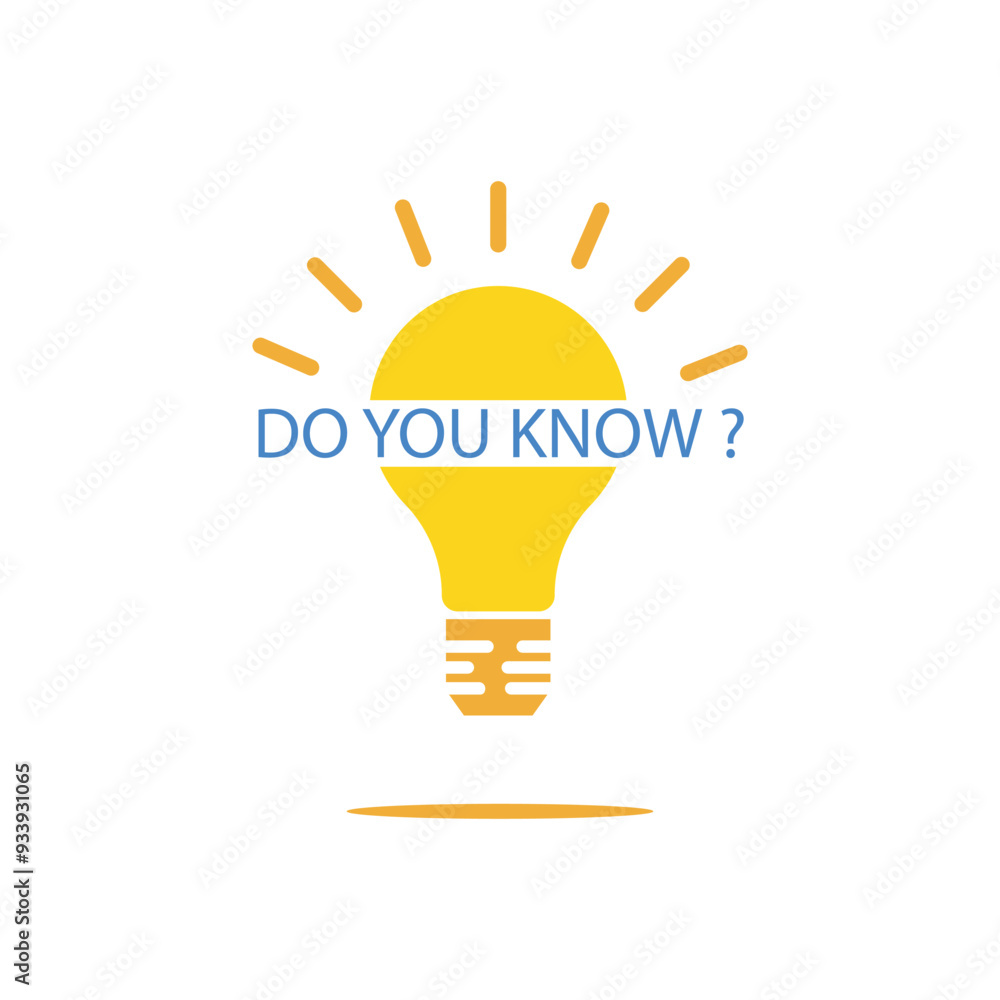 Poster do you know text on cartoon light bulb. flat minimal style modern logotype graphic art design isolat
