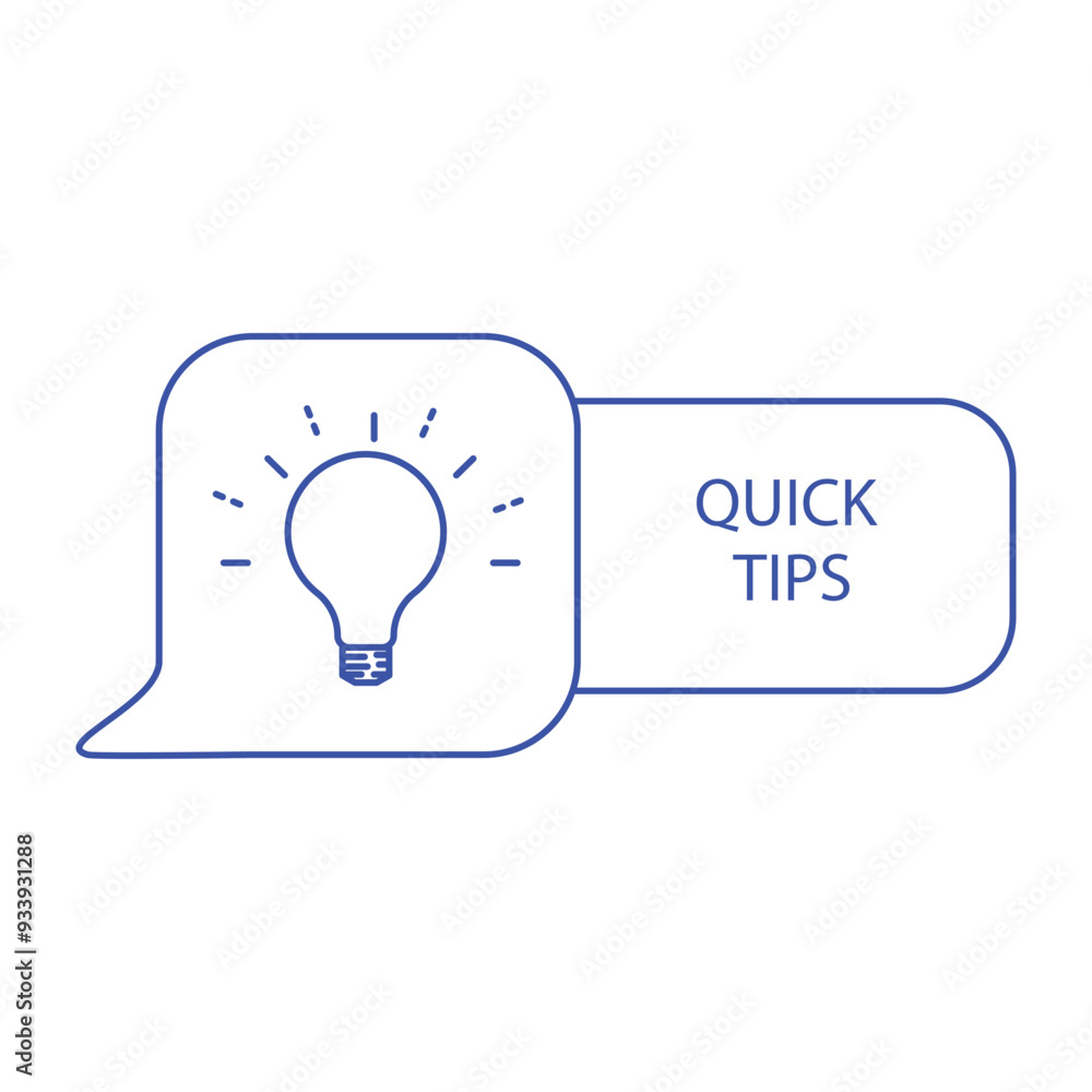 Aufkleber thin line speech bubble with text quick tips. concept of interesting facts symbol or useful instant 