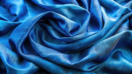 Obraz premium Vibrant silk fabric dyed with natural indigo plant extract, showcasing subtle texture and rich blue hue, perfect for sustainable fashion and eco-friendly textile designs.