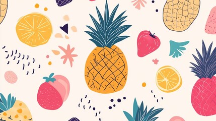 A vector design featuring a cute pattern of pineapple fruits as the background.