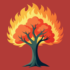 Burning Tree Vector Design Illustration