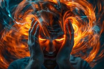 Intense Emotional Turmoil Captured in Fiery Swirls
