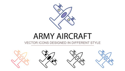 Army Aircraft icon design with white background stock illustration