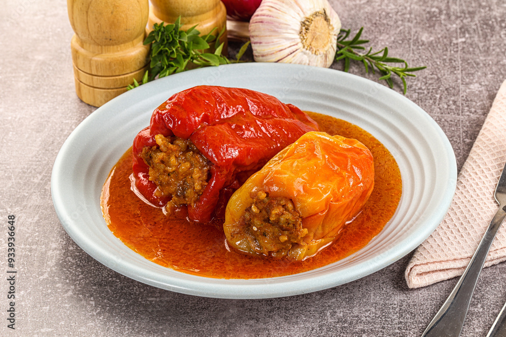 Wall mural stuffed bell pepper with meat