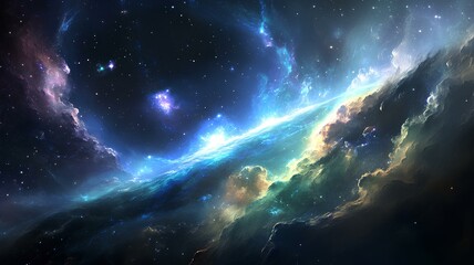 Fototapeta premium Abstract cosmic background with nebula, stars and galaxies in space