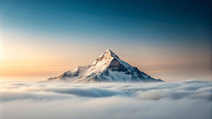 Minimalist background featuring a majestic single mountain peak amidst a breathtaking gradient sky