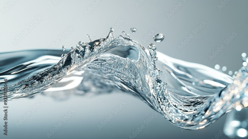 Poster Abstract Water Wave with Droplets and Bokeh