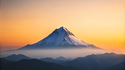 Fototapeta premium Minimalist background featuring a majestic single mountain peak amidst a breathtaking gradient sky