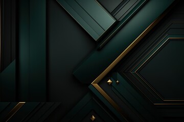 Obraz premium Abstract geometric background with green and gold accents.