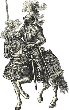 Knight vintage illustration isolated on transparent background