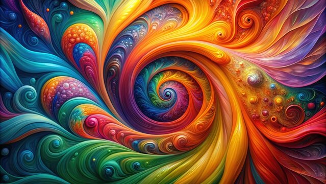 Vibrant swirling shapes converge in harmony, representing diversity and togetherness, as bold colors blend in a stunning abstract depiction of unity and collective strength.