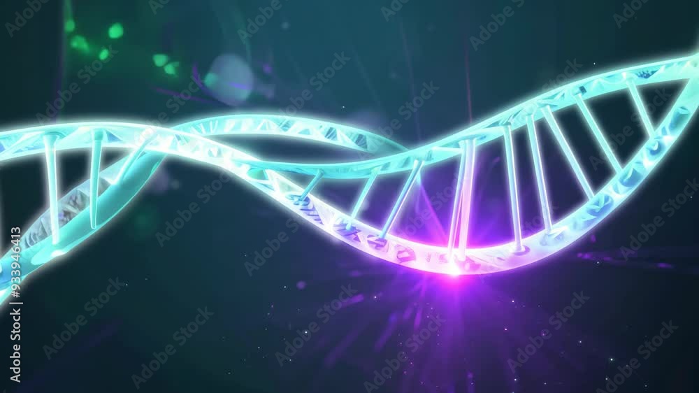 Poster visualization of dna with backlighting against digital data