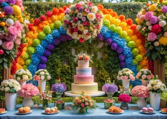 floral rainbow dessert wonderland