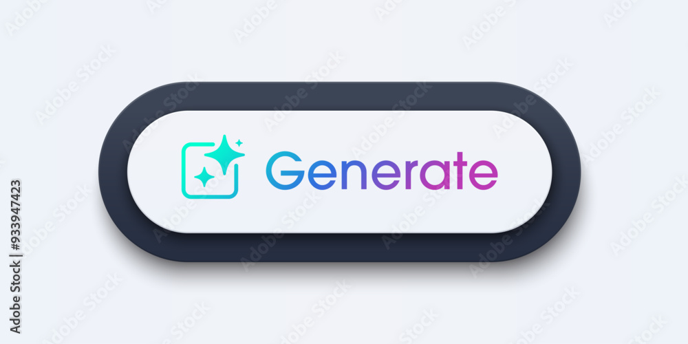 Aufkleber Modern AI generative button. AI is entered by a command prompt to generate ideas. Generatepress button in trendy neumorphic style for Apps, websites, interfaces. UI UX elements. Vector illustration.