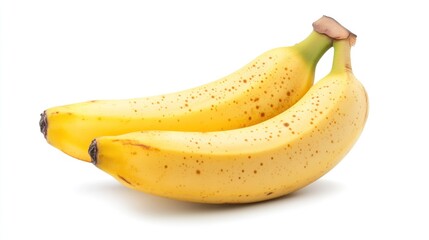 Two Ripe Yellow Bananas Isolated on White Background
